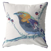 16 Inch Blue White Robin Zippered Suede Throw Pillow - €88,59 EUR