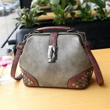 Retro Small PU Leather Crossbody Bag for Women Fashion Rivent Design Doctor Hand - £36.95 GBP