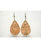 Large teardrop cork dangle earrings  - £7.07 GBP