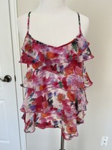 Lily White Beautiful ruffled layered floral top XS Nordstrom EUC - £15.50 GBP