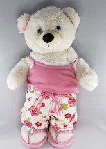 Build a Bear Teddy White Pink Flower Outfit Plush Stuffed Animal BABW Vintage - £10.32 GBP