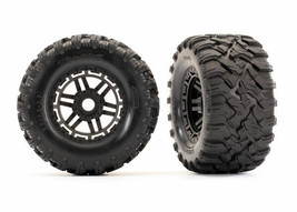 Traxxas Part 8972 Tires wheels assembled glue Black AT 17mm 4x4 Maxx New... - £58.33 GBP
