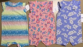 LOT OF 3 - Hurley Infant Baby Girl&#39;s Romper Jumpsuit Size 12M 12Months NEW - $31.99