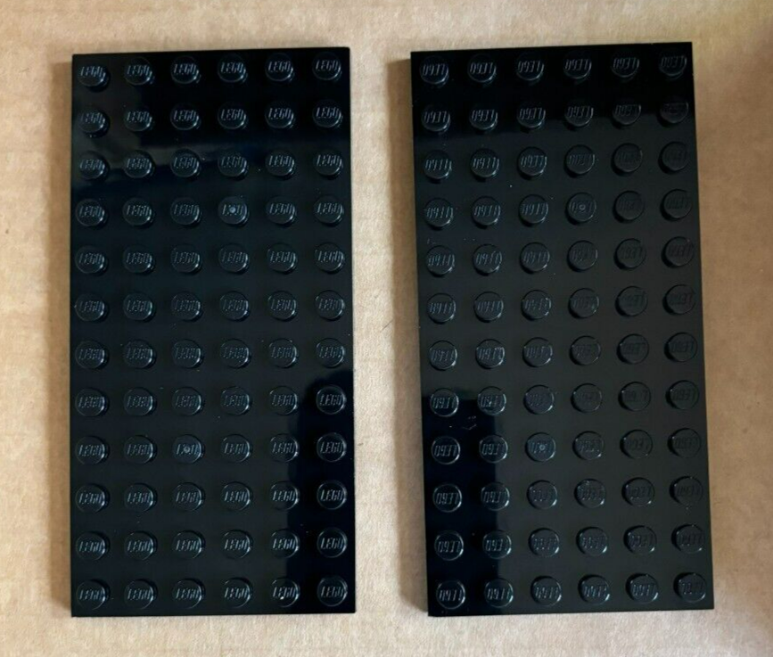 Lego PN 3028 Plate 6 x 12 Black - 2 Pieces - New - $3.79