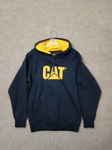 CAT Caterpillar Hoodie Sweatshirt Mens M Marine Blue Logo Print Heavywei... - £26.01 GBP