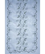 Vintage Sheer Floral Embroidered Table Runner Scalloped Edge Granny Cott... - £11.78 GBP