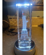 Laser Etched 3D 6x2 Paperweight Statue of Liberty NY W/Rotating Light Di... - $27.34 CAD