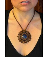 Lapis Lazuli and Tigers Eyes Macrame Necklace - $95.00
