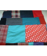 Vintage patchwork quilt top blanket squares multi-color craft sewing sup... - $24.75