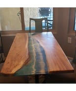 Natural Acacia Wood Ocean Wave River Epoxy Table Top Handmade Rectangle ... - £430.73 GBP+