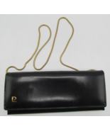 Vintage Pierre Cardin Clutch Shoulder Handbag Structured Black Leather 1970s - $129.99