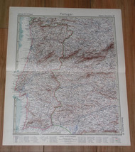 1925 Vintage Map Of Portugal / Lisbon Porto / Spain Extremadura Andalusia - $24.66