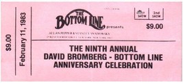 David Bromberg Ticket Stub February 11 1983 Bottom Line New York NY - £27.05 GBP