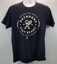 DA) Dethrone Royalty Men Logo Stay Ready Black Large Cotton T-Shirt - $19.79