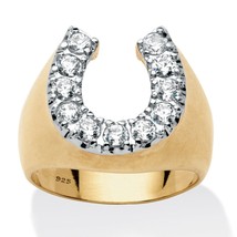 PalmBeach Jewelry Men&#39;s 1.10 TCW CZ Ring Gold-Plated Sterling Silver - £71.97 GBP