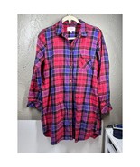 Victoria&#39;s Secret Red Plaid Long Sleeve Button-Up Night Shirt Womens Siz... - €18,79 EUR