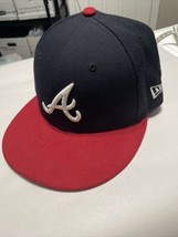 Vintage Atlanta Braves MLB New Era Fitted Hat Big A Size 7 1/8 - $11.30