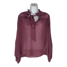 Zara Women&#39;s Swiss Dot Long Sleeved Sheer Bow Blouse Size Small - £24.94 GBP