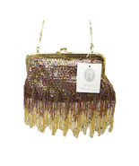 NWT 80s Jessica McClintock Carnival Beaded Evening Bag Fringe Clutch/Shoulder - $77.22