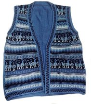 Alpakaandmore Unisex Peruvian Traditional Alpaca Wool Vest (Large Women, Blue) - £64.95 GBP