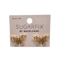SUGARFIX by BaubleBar Butterfly Stud Earrings  Gold Crystal Wings  Nickel Free - £7.49 GBP