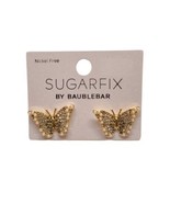 SUGARFIX by BaubleBar Butterfly Stud Earrings  Gold Crystal Wings  Nicke... - £7.46 GBP