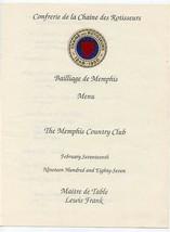 Confrerie de la Chaine des Rotisseurs Memphis Menu 1987 Memphis Country Club - £14.97 GBP