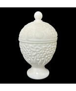 Vintage 1960's Avon White Milk Glass Floral Daisies Footed Trinket Vanit... - $10.50