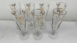 VTG Libby Footed Pilsner Beer Glasses - Set Of 7 - With Some Wear - $24.70