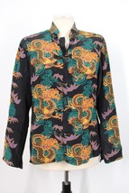 Vtg Avanti L Silk Asian Dragon Hawaiian Frog Button Jacket Topper Top - £126.86 GBP