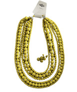 Women&#39;s Earrings Beaded Necklaces Dangle Set Yellow Howlite Beads 20&quot; - £14.88 GBP