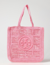 Tory Burch Ella Hand Crocheted Woven Raffia Tote ~NWT~ Pink - £225.81 GBP