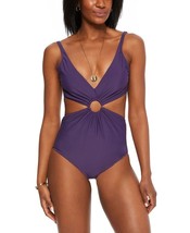 MSRP $88 BAR III Ring Removable Cups Deep V Neck Monokini Purple Size Large - £9.37 GBP