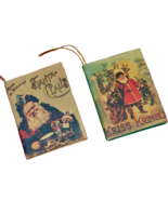 Lot 2 Miniature CHRISTMAS BOOK ORNAMENTS ~AROUND THE WORLD SANTA &amp; KRISS... - $12.19