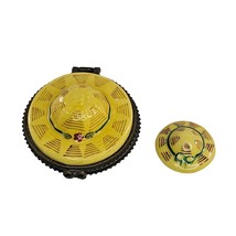 Straw Hat Themed Mini Hat Inside Porcelain Hinged Trinket Box Collectible - $15.99