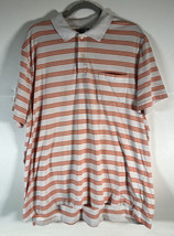 Sun River Polo Mens XXL Short Sleeve Orange &amp; White Stripe Cotton Blend - £10.27 GBP