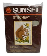 Sunset Stitchery Embroidery Kit Squirrel And Yellow Flowers 5&quot; X 7&quot; - $12.95