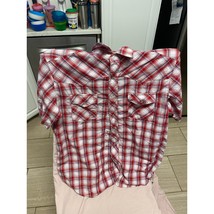 Wrangler Wrancher Western Shirt Men’s Large Red Plaid Pearl Snap Button ... - $19.80