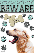 Golden Retriever Beware Of Dog Funny Pet Puppy Double Sided Garden Flag ... - $13.54