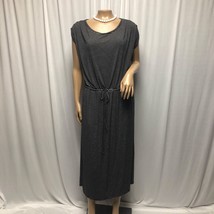 24/7 Size Large Black White Stripe Comfy Drawstring Midi Womens Dress - £11.46 GBP