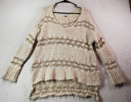 Free People Sweater Womens Size Small Beige Acrylic Knit Long Sleeve Round Neck - £23.71 GBP