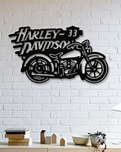 Harley Davidson Motorcycle Designed Wall Decorative Metal Wall Art Black Wall Dé - $78.16