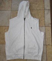 Polo Ralph Lauren Mens Sleeveless Full Zip Hoodie Sweatshirt White/Ivory... - $36.86