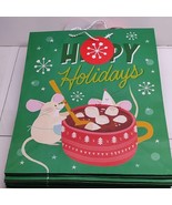 Hallmark Happy Holidays Mouse with A Cup Gift Paper Bag 12&quot; X 15&quot; x6&quot; Lo... - $43.46 CAD