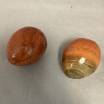 Two Natural Polished Petrified Wood Eggs Total Weight Is 127g - £19.67 GBP