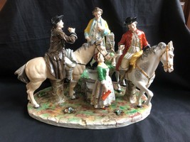 Antico Porcellana Grande Dresden Porcellana Gruppo Con Cavallo Piloti. Marchio - £1,650.91 GBP