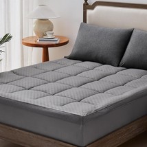TopTopper Mattress Topper KING Bed Overfilled Pillow Top Pad, Gray - NWOT - £42.98 GBP