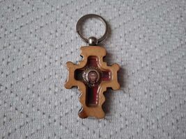 Serbian Christian Orthodox Wooden cross Pendant Key Chain Key Ring - $25.00
