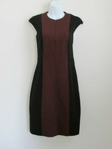 NWT AKRIS Garnet Black Viscose Cap Sleeve Color Block Jersey Sheath Dress 4 - $210.59