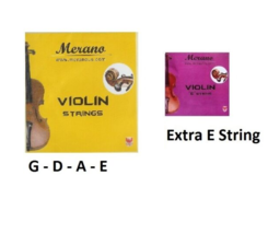 Merano 3/4 Violin String Set ( G - D - A - E ) + Free E String - $9.99